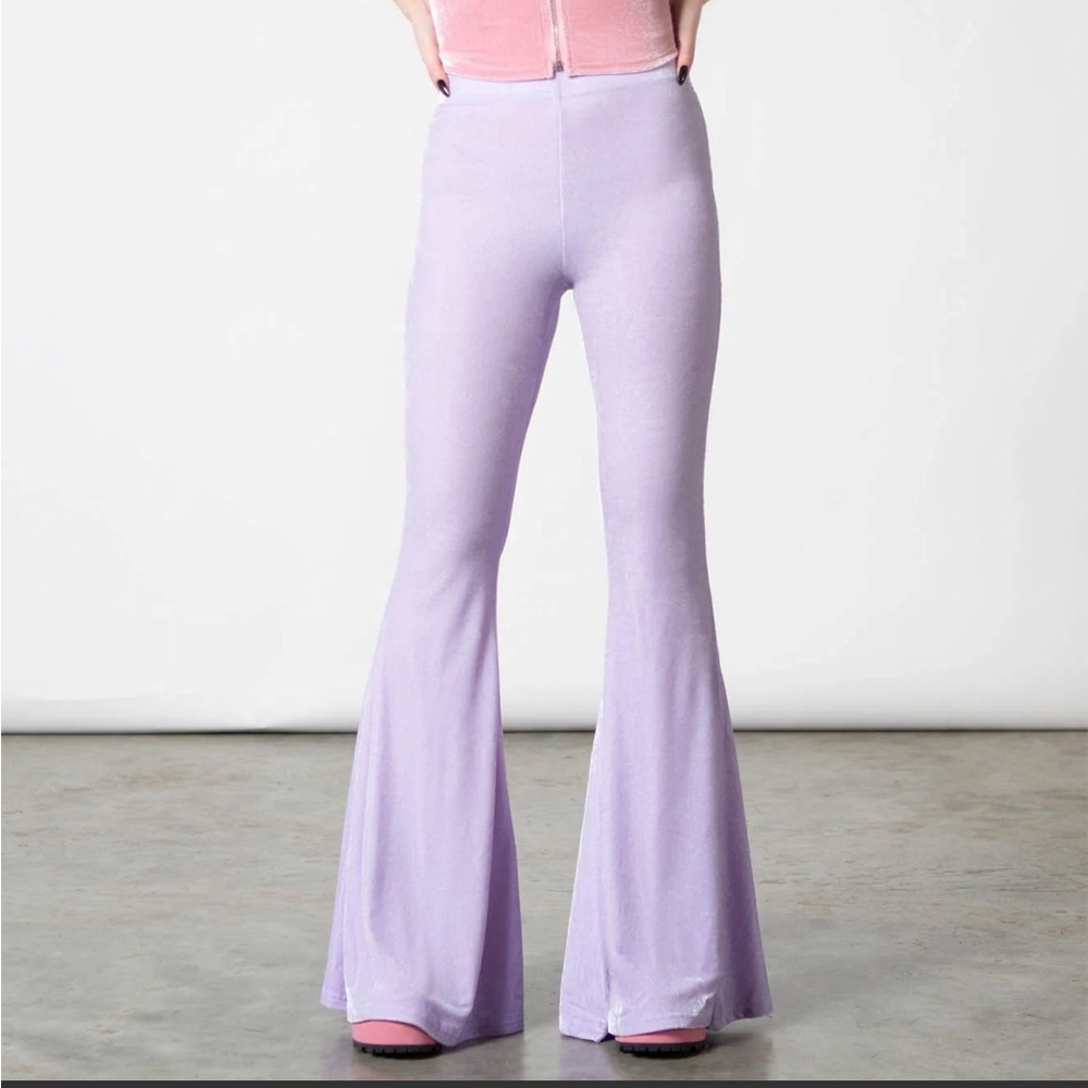Killstar Pastel Lilac Moondance Bell Bottom Pants Size XL - Picture 3 of 10